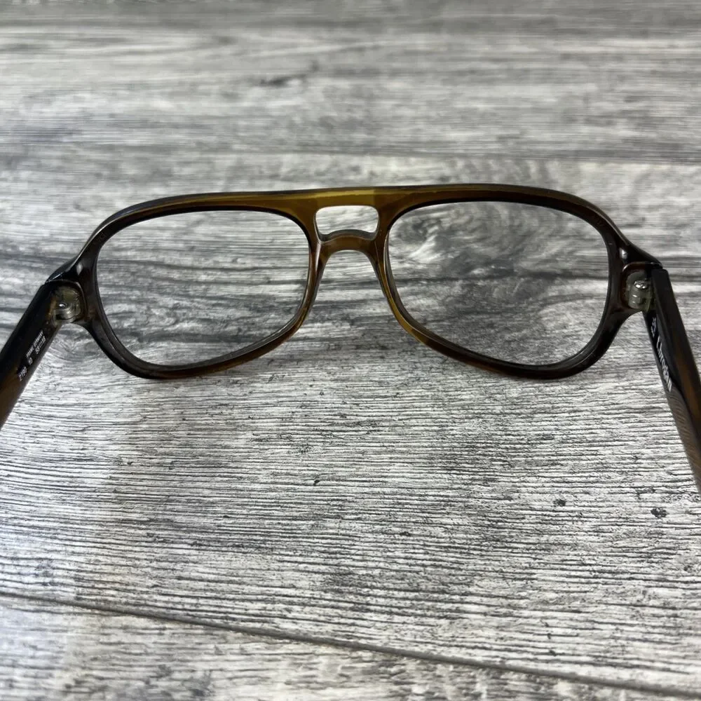 Vintage T. Brogan Optyl Eyeglasses Frames ONLY Brown Aviator Germany 58-18